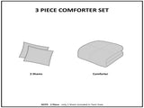 3 Piece Tufted Cotton Chenille Damask Comforter Set Off-White Full/Queen B03597087