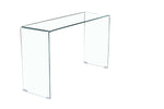 ZUN Glass Console Table, Transparent Tempered Glass Console Table with Rounded Edges Desks, Sofa Table W1718P234156