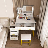 Makeup Vanity with LED Lights&3 Color and Power Outlet Makeup Vanity Table with 5 Drawers with W509P293822