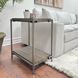 Corbeta Metal Frame Wood Living Room Chairside Table with Shelf, Aged Graphite T2574P164630