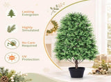 2 Pack 3FT Artificial Potted Trees, Two-Tone Green Small Round Leaf PE Faux Plants with 148 Tips, 53476726