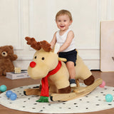 Kids Ride-On Rocking Horse Toy with Lullaby Song,Moose Rocking Toy with Hand Puppets and Safety Belt 86775418