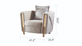 Thick Velvet Fabric Upholstered Chair Made With Wood in Beige B009P153972