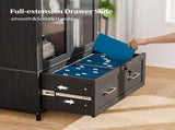 Wide Wooden File Cabinet & Bookcase, Black Embossed Melamine Faced MDF with 07455653