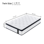 ZUN Twin Size 12 Inch 7-Zoned Cool Memory Foam Individual Pocket Spring Hybrid Mattress W3017P232166