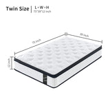 ZUN Twin Size 12 Inch 7-Zoned Cool Memory Foam Individual Pocket Spring Hybrid Mattress W3017P232166