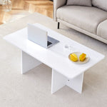 ZUN 44.8 Inch White MDF Coffee Table - Modern Luxury, Stable Triangular Support.The coffee table is made W1512P282531