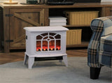 White Electric Fireplace Heater, Freestanding Stove with Realistic Flames, Overheating Protection & 07595653