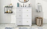 ZUN [Video]30-Inch Modern White Bathroom Vanity Cabinet with two drawers 82058662