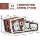 ZUN Wooden Rabbit Hutch with Pull Out Tray 34965778