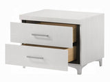Modern Contemporary Bedroom Furniture White Finish Nightstand of 2x Drawers Metal Legs Wooden 1pc B011P316891