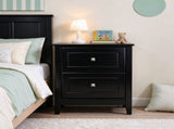 Black MDF Spray-Painted Nightstand, 48*35*60cm, 2 Drawers, with 2 US 3-Prong Outlets 46355525