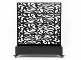 70.87" H 46.06" W Leaf Pattern Privacy Screen with Planter Box, Black Metal Freestanding W5251P462488