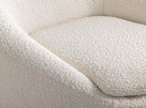Winnie Modern Teddy Boucle Fabric Barrel Chair, 360&deg Swivel, White T2574P184972