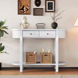 TREXM Elegant Retro Console Table with Curved Design Smooth Glaze for Entryways, Living Rooms N715P230796K