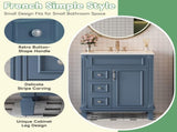 24" Bathroom Vanity with Ceramic Sink, Small Bathroom Sink Cabinet, Modern Cabinet with 2 Drawers N710P318990C
