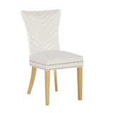 Eva 2 Piece Gold Legs Dining Chairs Finished with Velvet Fabric in Beige B00960895