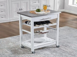 Mobile Rolling Kitchen Island Cart with Stainless Steel Top, Kitchen Trolley with Drawer, Slide-Out 20816904