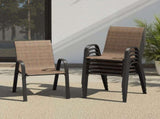 Stackable Outdoor Dining Chairs Set of 4, Textilene Patio Chairs with Powder-Coated Metal Frame, T3623P505166