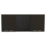 ZUN Superior 150 Wall Cabinet With Glass, Four Interior Shelves, Two Double Door -Black B20091983