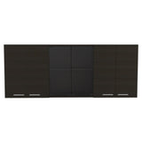 ZUN Superior 150 Wall Cabinet With Glass, Four Interior Shelves, Two Double Door -Black B20091983