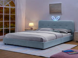 Queen Size Kids Upholstered Bed with Oversized Rabbit Ear Headboard, LED Light & 4 Storage Drawers, W1413P384928