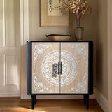 Pattern Carving, High Feet, Oval Tabletop, Curved Side Frame, Door Panel MDF Spray Paint, Cabinet 94038346