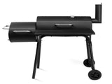 Barrel Charcoal Grill with Offset Smoker, All Metal Smoker with Side Table and Wheels for 04093405