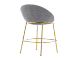 Celano Indoor Metal Upholstered Barstool, Gold-Plated Frame and Mixed Gray Upholstery, Set of 2 N775P268055G