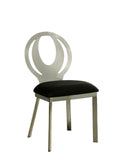 ZUN Contemporary Style Silver Metal Frame 2pc Dining Chairs Black Microfiber Seat Cushion Dining Room B011P232974