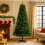 6FT Hinged Unlit Artificial Christmas Tree with 582 Tips, Full PVC Branches, Green Holiday Tree with 06947342