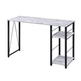 ZUN Antique White and Black 2-Shelf Rectangular Writing Desk B062P184547