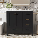 36'' Bathroom Vanity with Ceramic Sink Combo, Solid Wood Frame Bathroom Storage Cabinet, N710P276691B