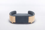 ZUN Scandinavian style Elevated Dog Bed Pet Sofa With Solid Wood legs and Bent Wood Back, Velvet W79490081