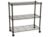 3-Layer Plastic Coated Iron Shelf with 1.5" Plastic Wheels 350*600*850 Black 03624024