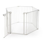 ZUN 6-Panel Metal Baby Playpen Fireplace Safety Fence w/ Walk-Through Door in 2 Directions, 5-in-1 Extra W2181P154903