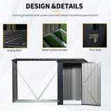 Outdoor Steel Firewood Rack and Metal Storage Shed,Two-In-One,Black updated version W540P309825