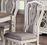 Antique White Set of 2 Chairs Grey Upholstered Tufted unique Design Chairs Back Cushion Seat HSESF00F1825