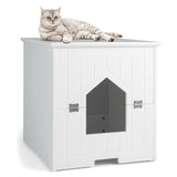 ZUN 20" Wooden Cat Litter Box White End Table 20025214