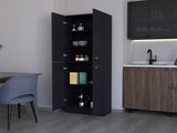 Black Pantry Cabinet with 4 Doors and 5 Hidden Shelves B062P193660