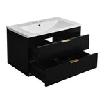 ZUN 30'' Wall Mounted Bathroom Vanity with Resin Sink,Floating Bathroom Storage Cabinet with 2 Drawers, N710P177301B