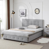 Upholstered Queen Platform Storage Bed Frame with 4 Drawers, Adjustable Headboard with Button Tufted 45724648