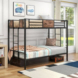 Twin Over Twin Size Metal Bunk Bed Black W84083686
