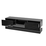 ZUN 63inch BLACK morden TV Stand with LED Lights,high glossy front TV Cabinet,can be assembled in Lounge W67963298