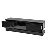 ZUN 51.18inch Black morden TV Stand with LED Lights,high glossy front TV Cabinet,can be assembled in W67963291