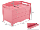 Pink painted MDF wood, three-drawer children's bed, 90.5*58*92cm, with safety belt and changing 87456893