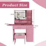 Vanity Desk with LED Mirror Lights and Power Outlet Charging Station, Makeup Dressing Table with 3 93490153