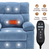 ZUN Blue Heat Massage Dual Motor Infinite Position Up to 350 LBS Large Electric Power Lift Recliners W1803P264051