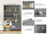 5-Tier Rolling Microwave Stand Flip Dust-Proof Doors 4 Casters with Brakes Kitchen Storage Rack Gray 84776425