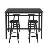 ZUN 5-piece rural kitchen table with four bar stools, metal frame and MDF, black 43089264